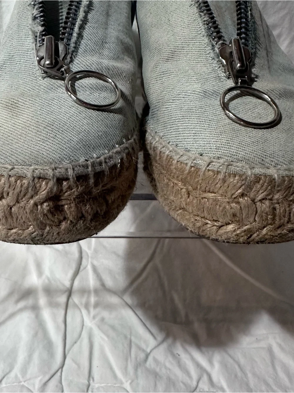 Alexander Wang Light Blue denim Espadrille Slip-Ons with Ring Zip